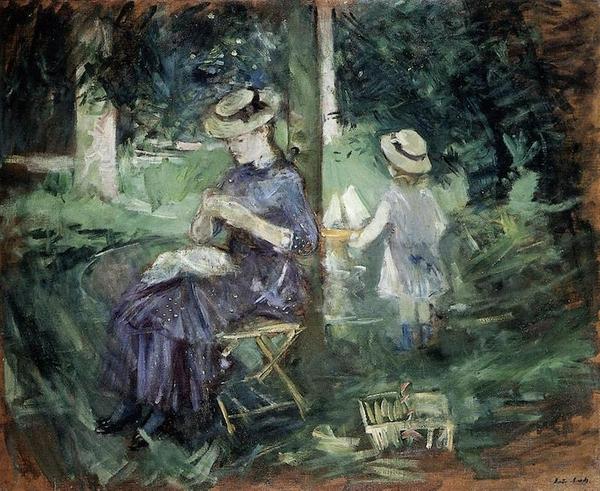 woman and child in a garden