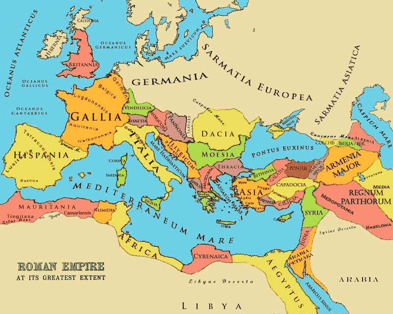 Map of the Roman Empire at it’s Height
