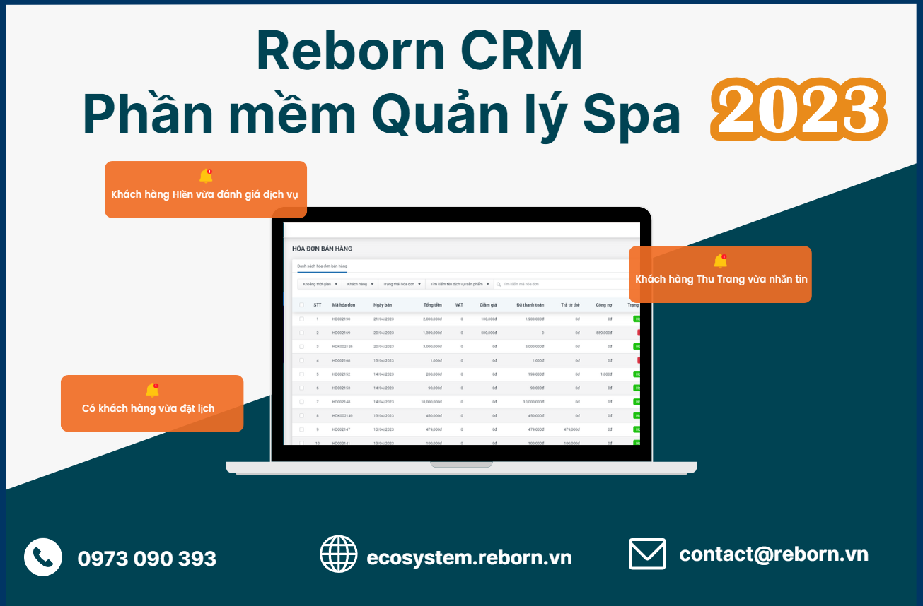 Reborn CRM - Phần mềm quản lý Spa chuyên nghiệp 2023