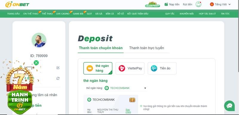 Khám phá cách nạp tiền Onbet nhanh chóng
